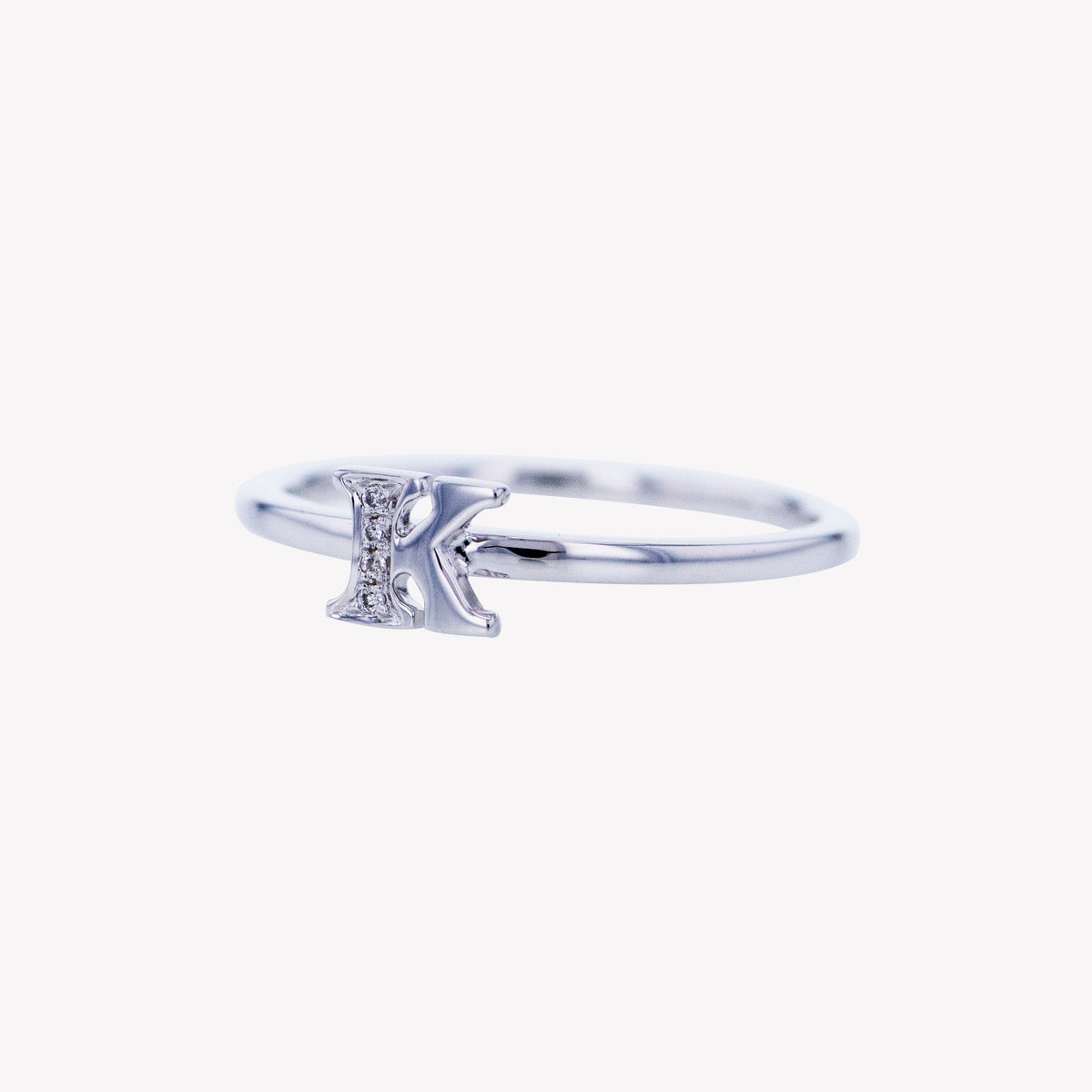 Letter K Diamond Ring in White Gold ByCanary