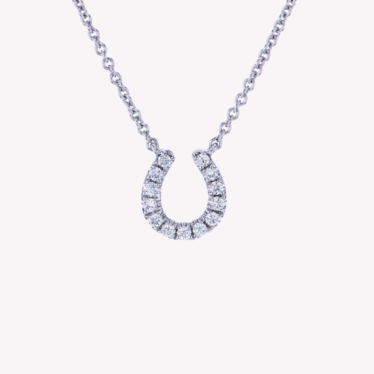 Horse Shoe Pendant With Chain in White Gold