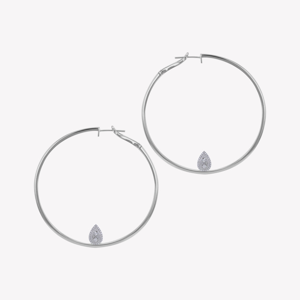 White Gold Hoops with Pear Cluster Add-on