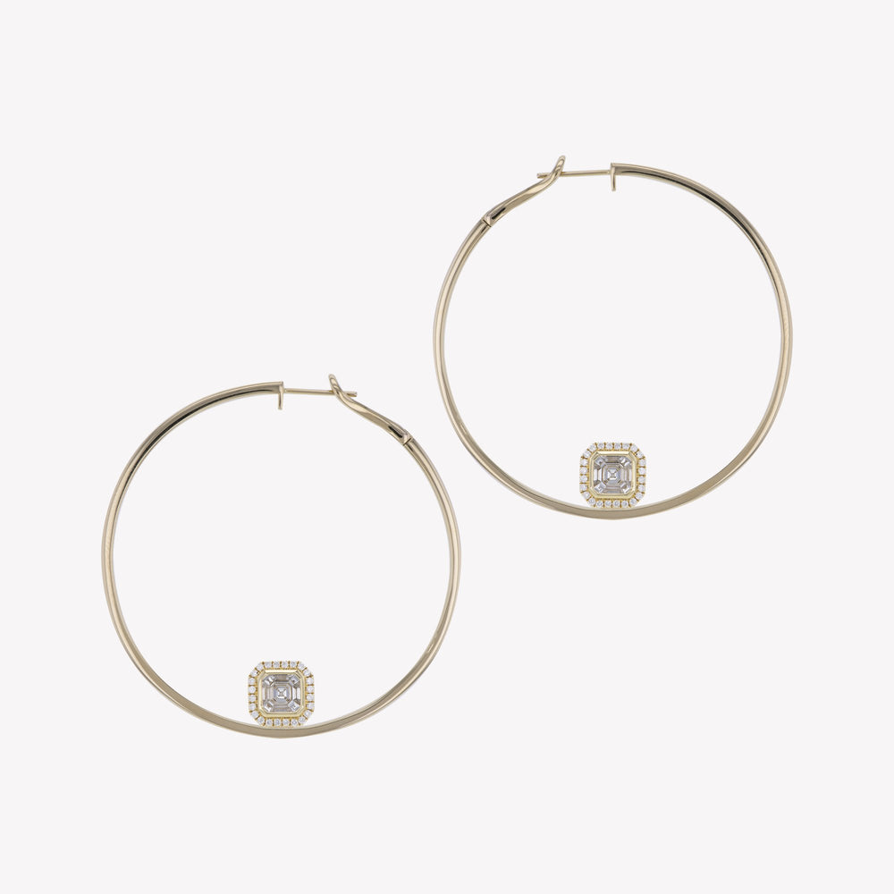 
                  
                    Yellow Gold Hoops with Asscher Cluster Add-on
                  
                