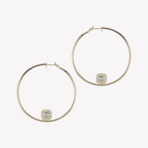 
                  
                    Yellow Gold Hoops with Asscher Cluster Add-on
                  
                