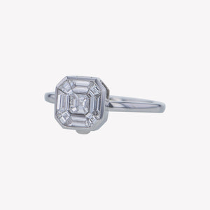 
                  
                    Detachable White Gold Asscher Head with Round Band
                  
                