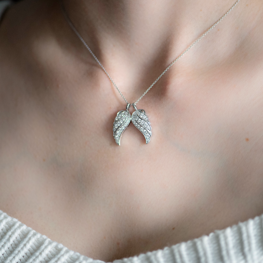 
                  
                    Angel Wings White Gold Necklace With a Pair of  Diamond Wing Pendant
                  
                