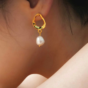 
                  
                    Yellow Gold Baroque Pearl Drop Earrings
                  
                