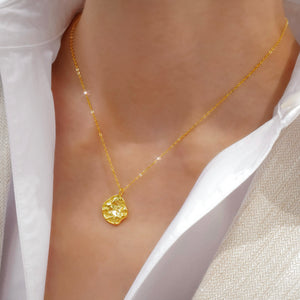 
                  
                    Yellow Gold Textured Coin Charm Necklace
                  
                