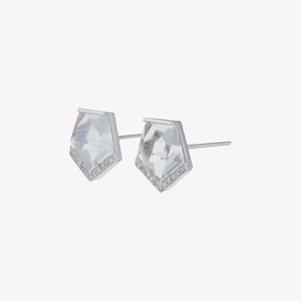 
                  
                    W/G White Quartz Diamond Earrings
                  
                