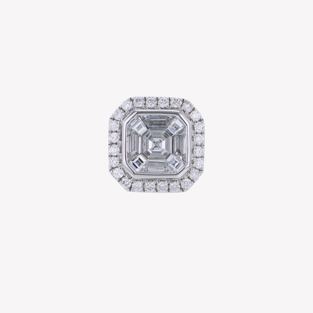 Asscher Cluster Add-on For White Gold Hoops