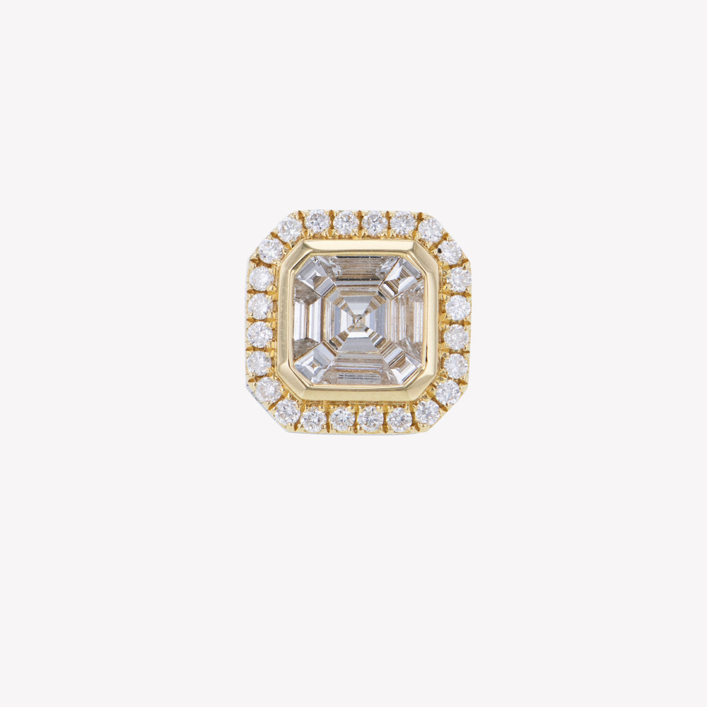 Asscher Cluster Add-on For Yellow Gold Hoops