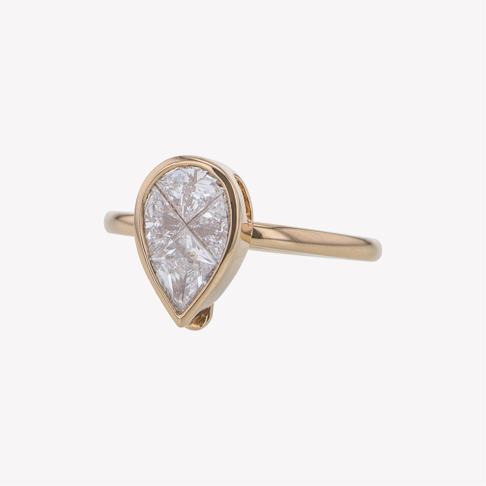 Detachable Rose Gold Pear Head with Round Band