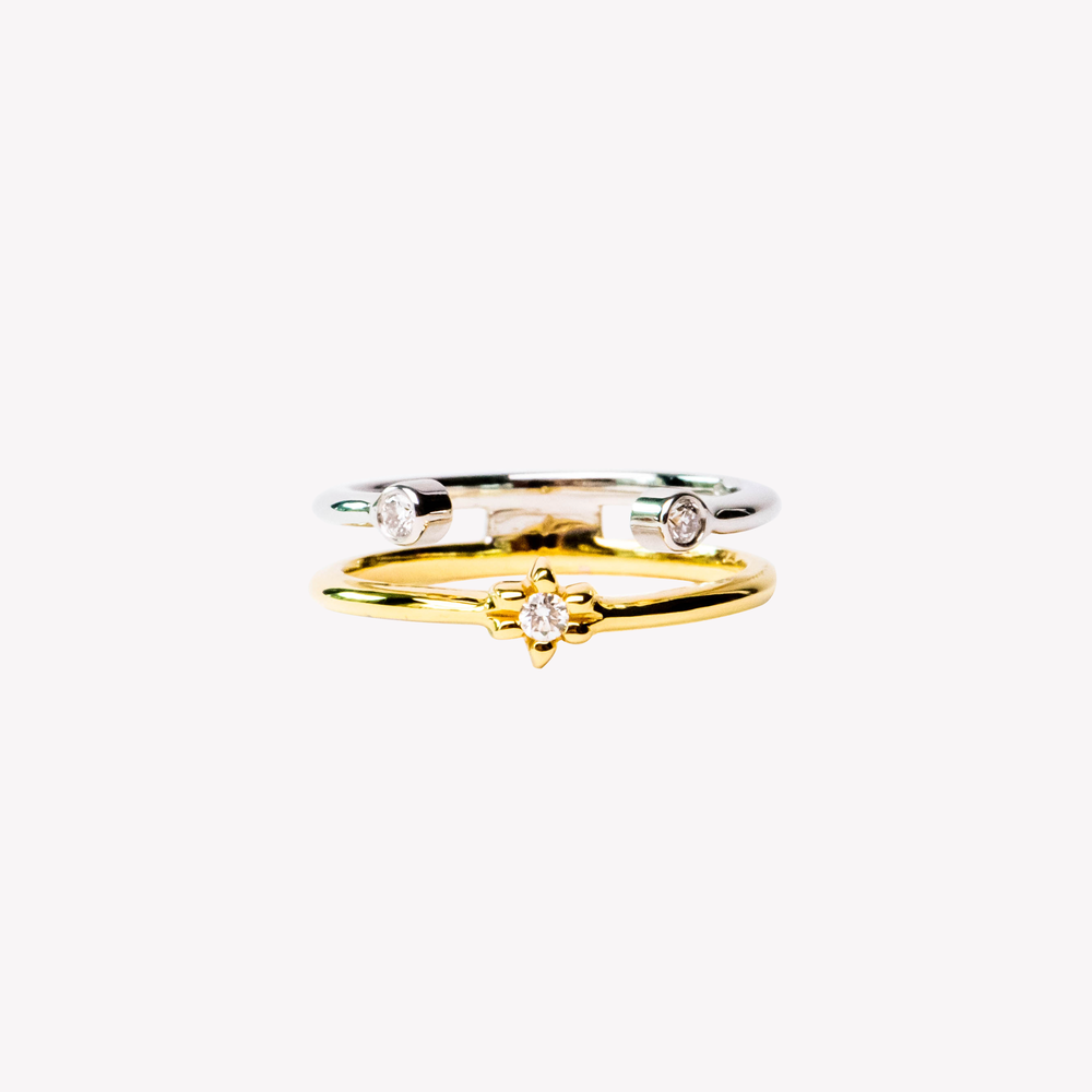 Phoenix By Nixalina | White/Yellow Gold Ring With Diamonds