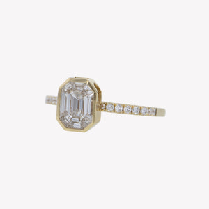 
                  
                    Detachable Yellow Gold Emerald Head with Round Diamond Band
                  
                