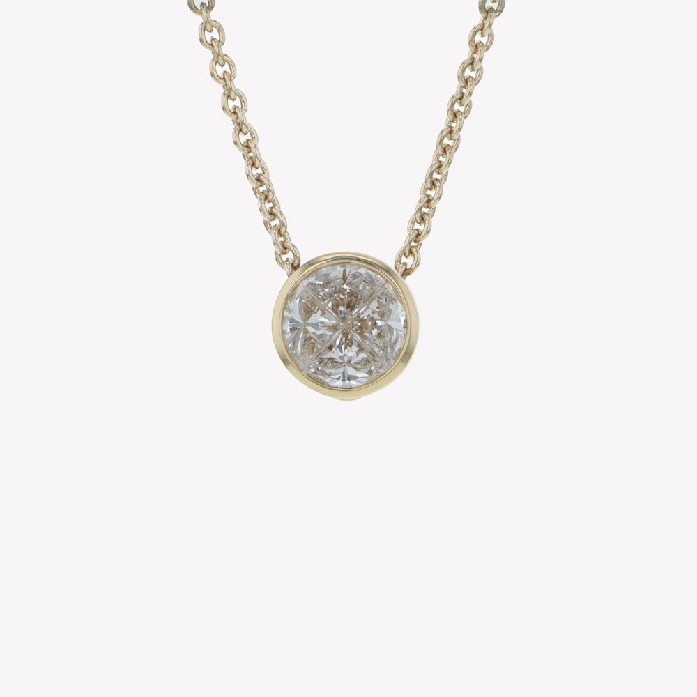 Detachable Yellow Gold Round Head with Chain