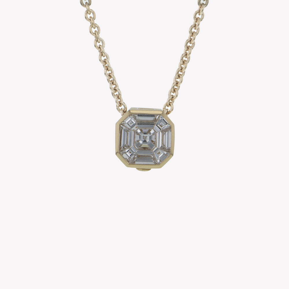 Detachable Yellow Gold Asscher Head with Chain