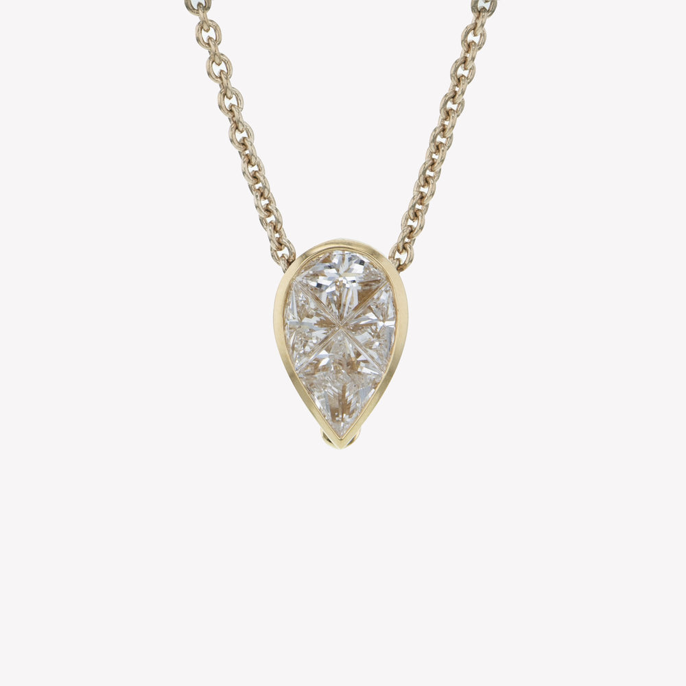 Detachable Yellow Gold Pear Head with Chain