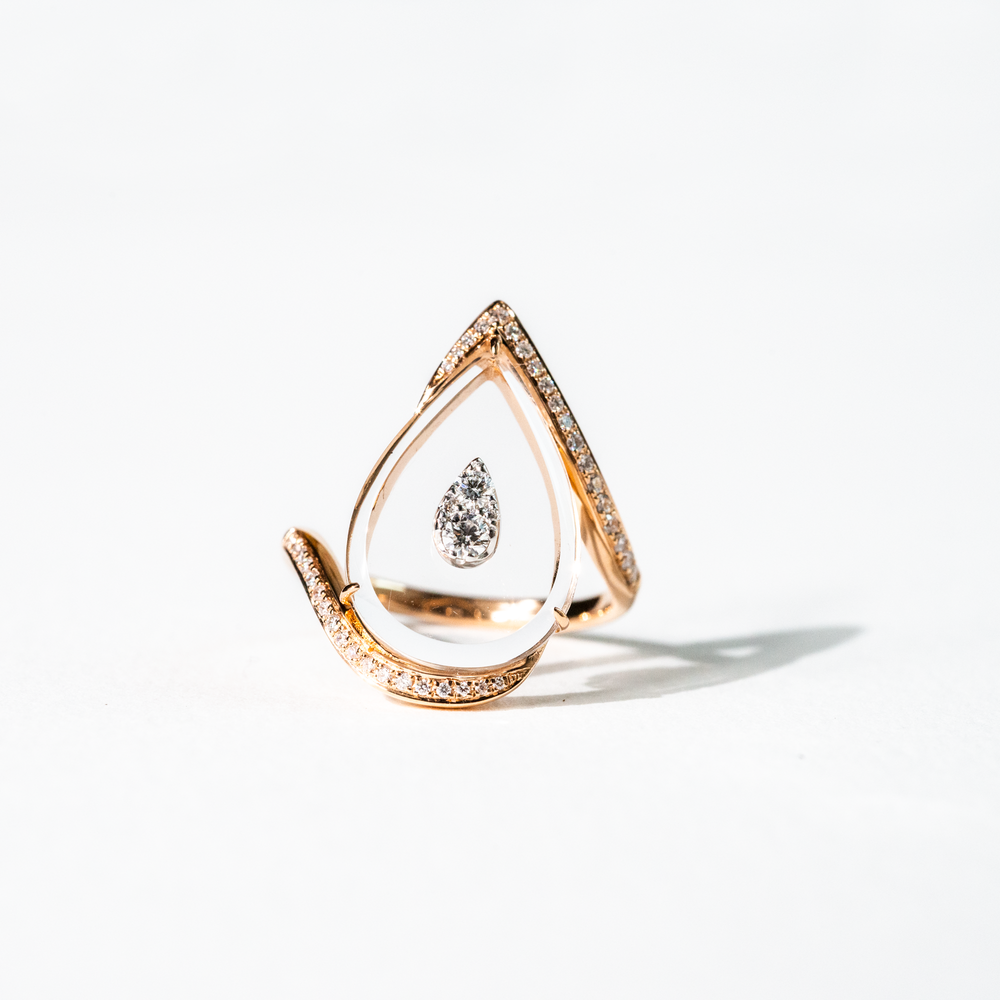 Floating Diamond Teardrop Ring