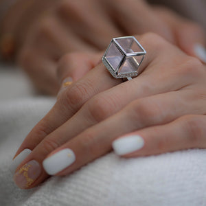 
                  
                    W/G Rose Quartz Diamond Ring
                  
                