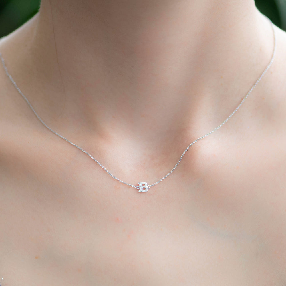 
                  
                    Letter B Diamond Pendant With Chain in White Gold
                  
                