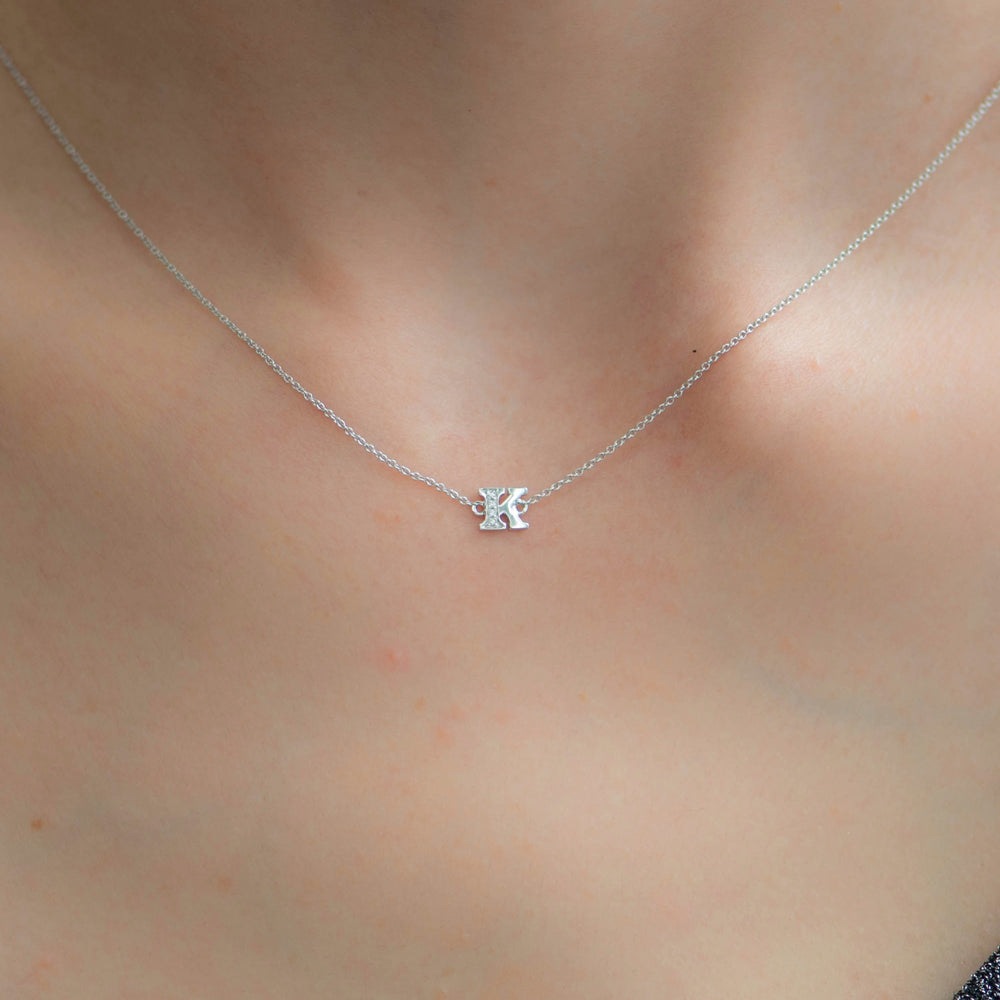 
                  
                    Letter K Diamond Pendant With Chain in White Gold
                  
                