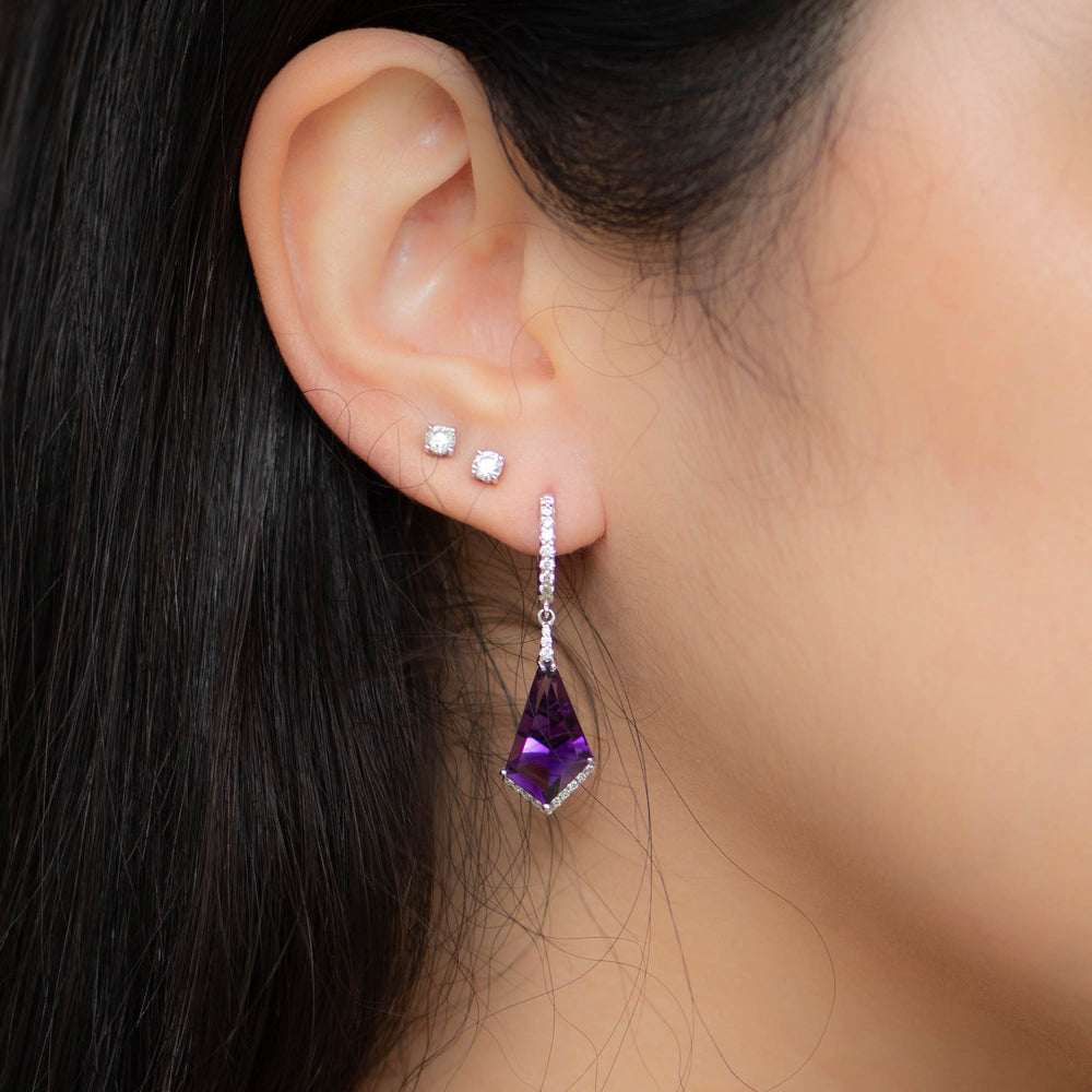 
                  
                    W/G Purple Amethyst Diamond Earrings
                  
                