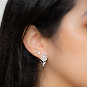 
                  
                    W/G White Quartz Diamond Earrings
                  
                