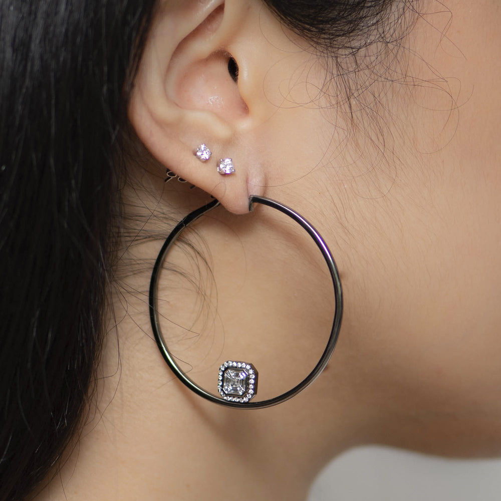 
                  
                    Black Gold Hoops with Asscher Cluster Add-on
                  
                