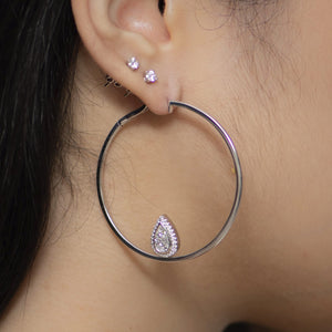 
                  
                    White Gold Hoops with Pear Cluster Add-on
                  
                