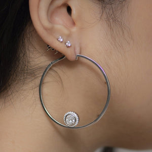 
                  
                    White Gold Hoops with Round Cluster Add-on
                  
                