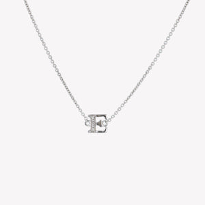 
                  
                    Letter E Diamond Pendant With Chain in White Gold
                  
                