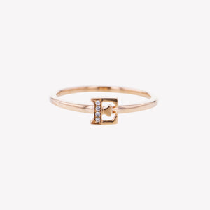 
                  
                    Letter E Diamond Ring in Rose Gold
                  
                