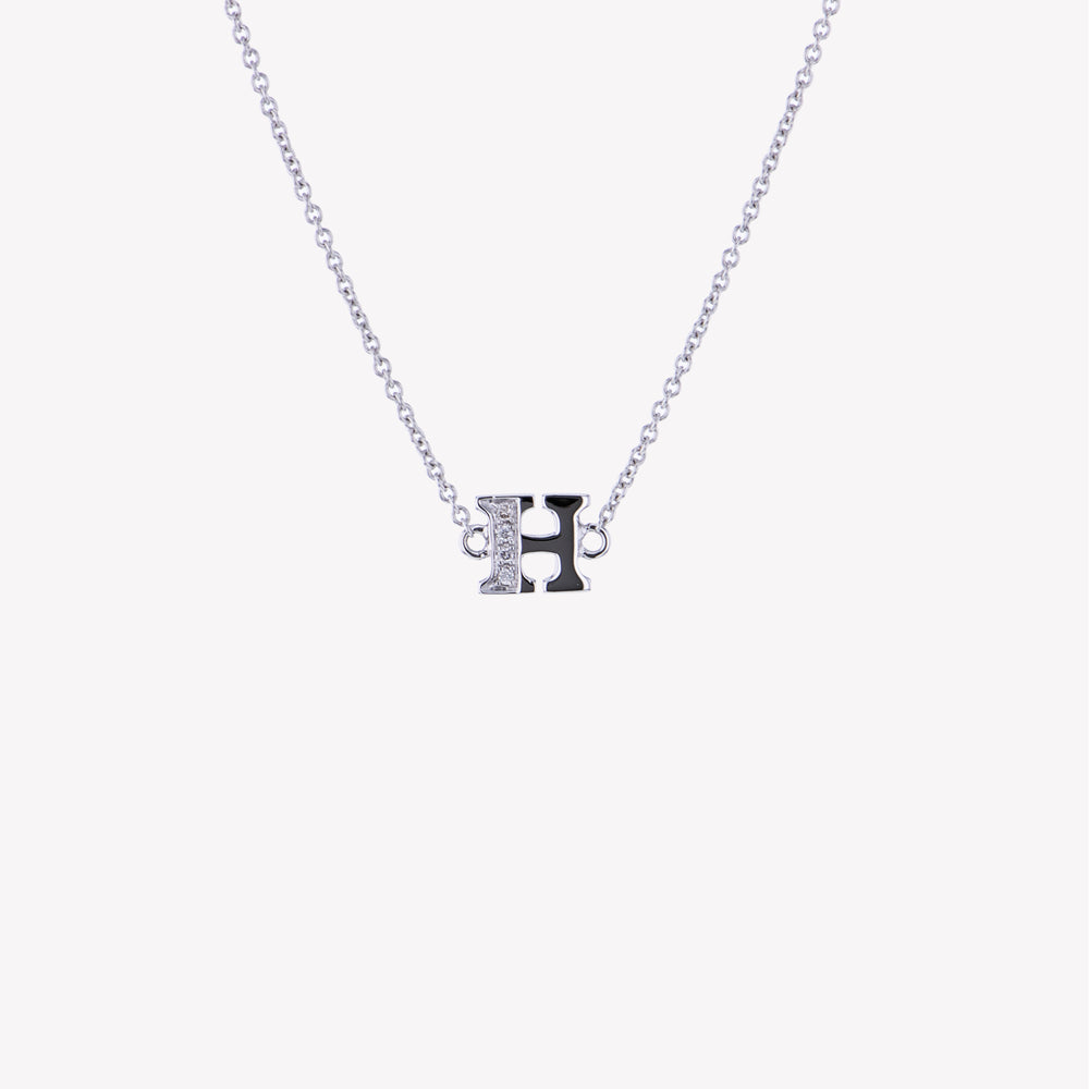 
                  
                    Letter H Diamond Pendant With Chain in White Gold
                  
                