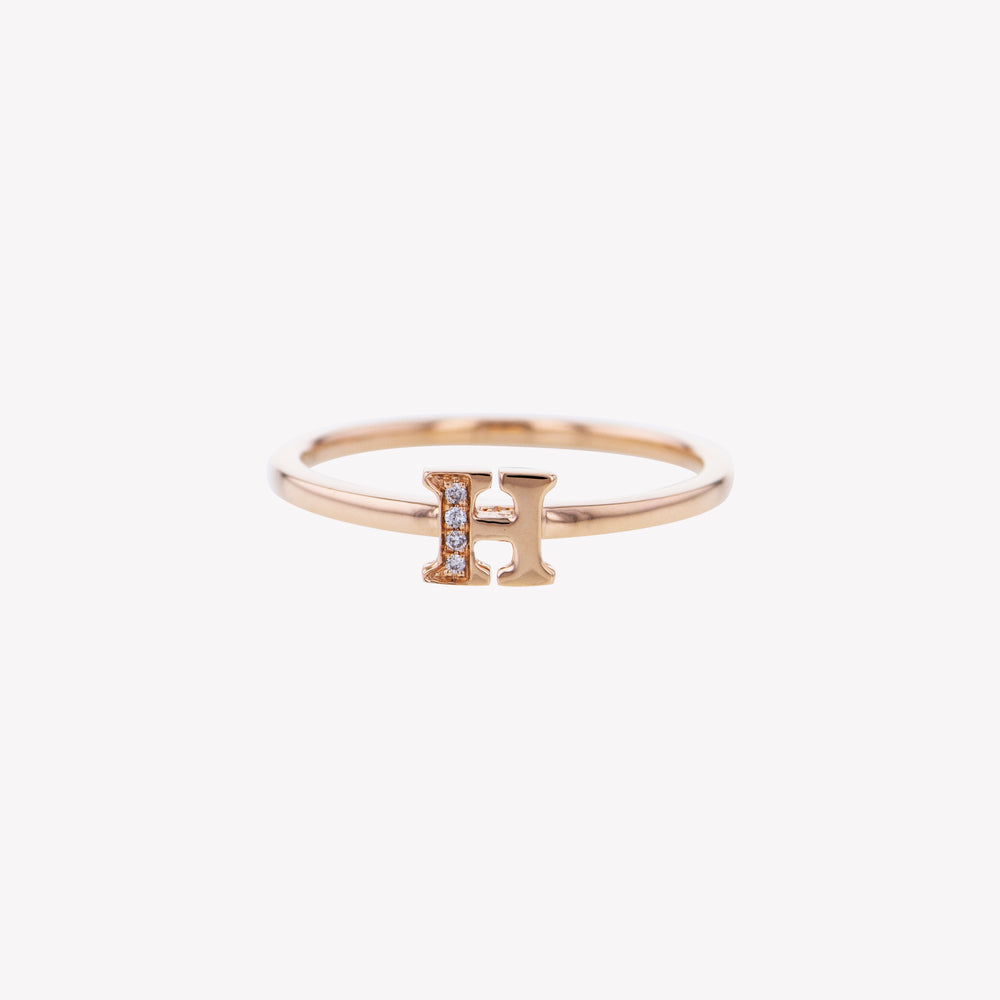 
                  
                    Letter H Diamond Ring in Rose Gold
                  
                
