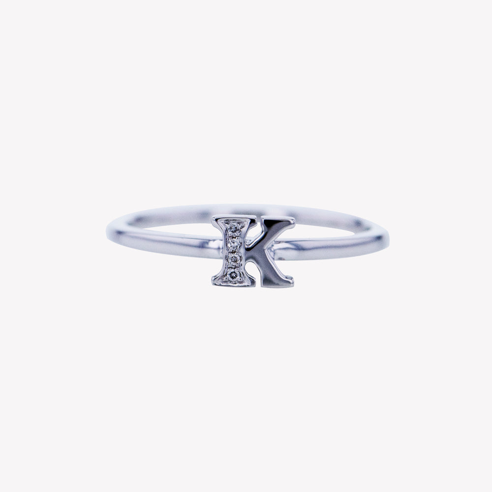 Letter K Diamond Ring in White Gold – ByCanary