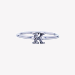 
                  
                    Letter K Diamond Ring in White Gold
                  
                