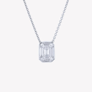 
                  
                    White Gold Emerald Pendant with Baguette Drop I
                  
                