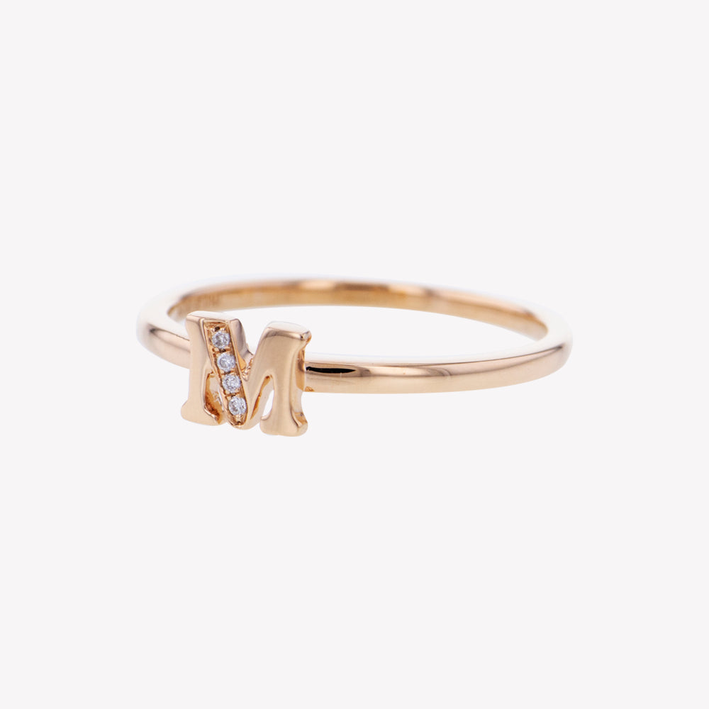 
                  
                    Letter M Diamond Ring in Rose Gold
                  
                