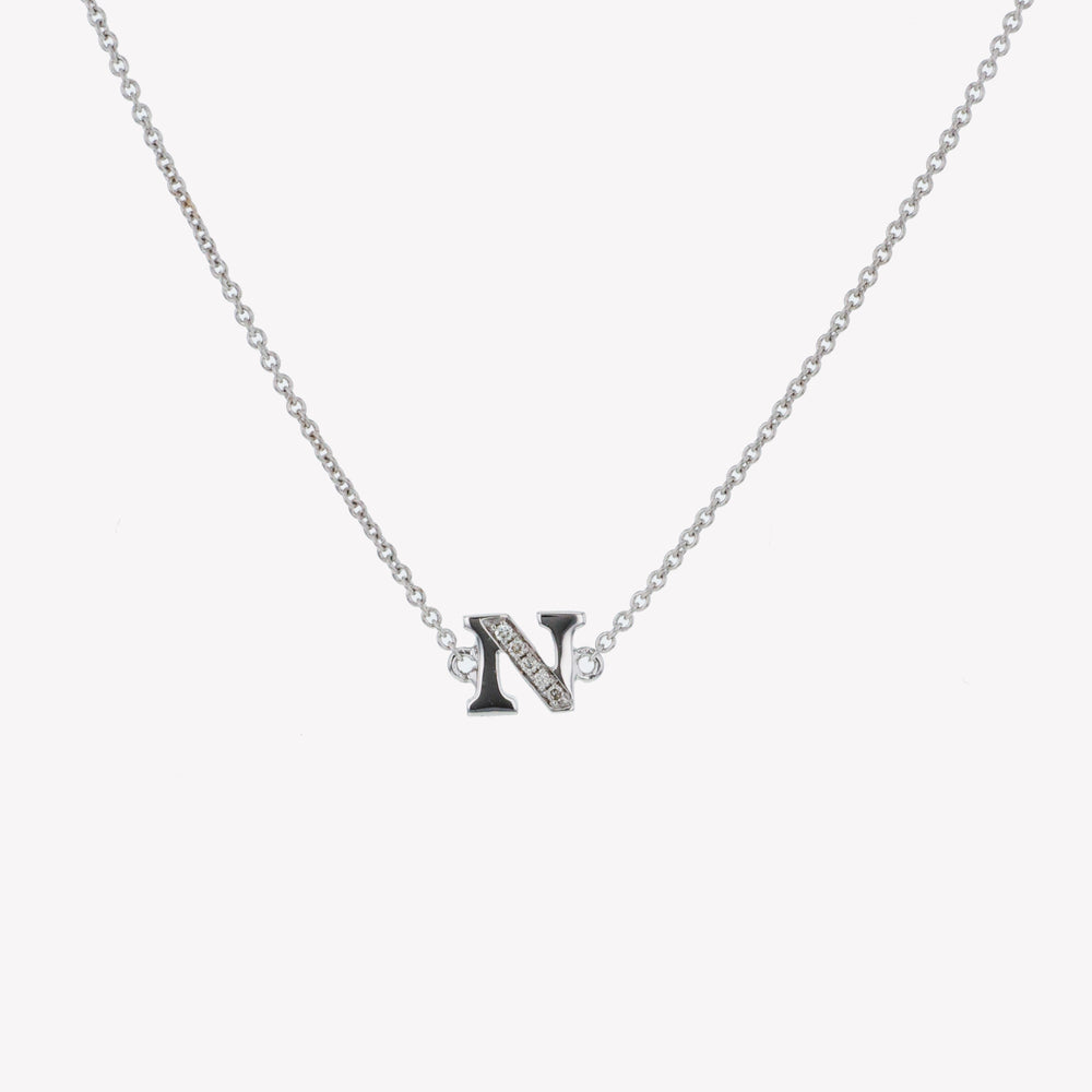 
                  
                    Letter N Diamond Pendant With Chain in White Gold
                  
                