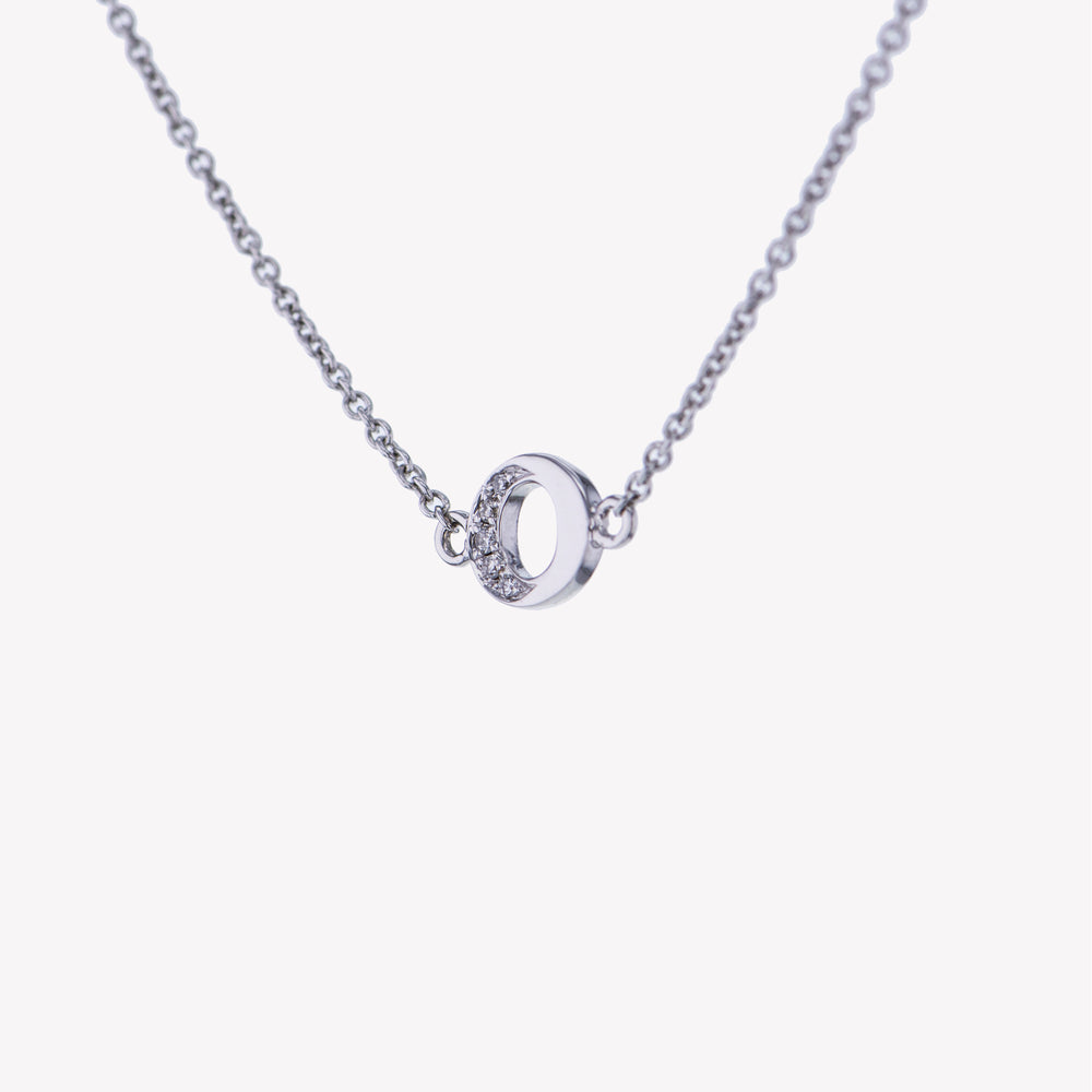 
                  
                    Letter O Diamond Pendant With Chain in White Gold
                  
                