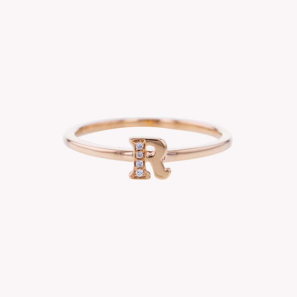 
                  
                    Letter R Diamond Ring in Rose Gold
                  
                