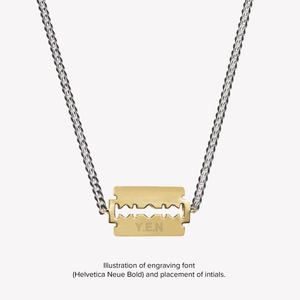 
                  
                    Razor Sharp By Steph Er |  White & Yellow Gold Curb Chain Necklace
                  
                