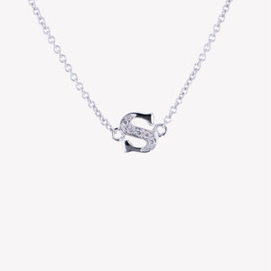 
                  
                    Letter S Diamond Pendant With Chain in White Gold
                  
                