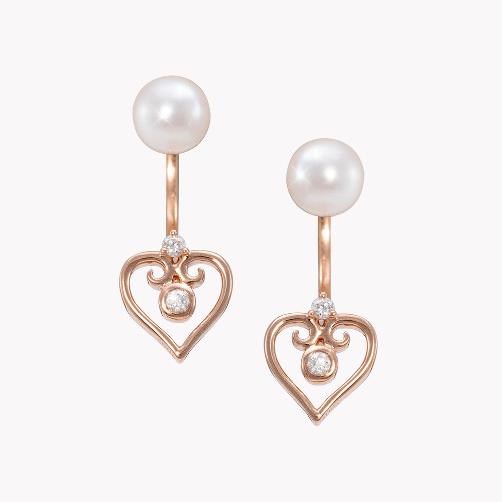 
                  
                    Dreams Come True By Jeraldine (MyBKK Shop) |  Rose Gold Tiara Heart-Shaped Earrings with Pearls & Diamonds
                  
                