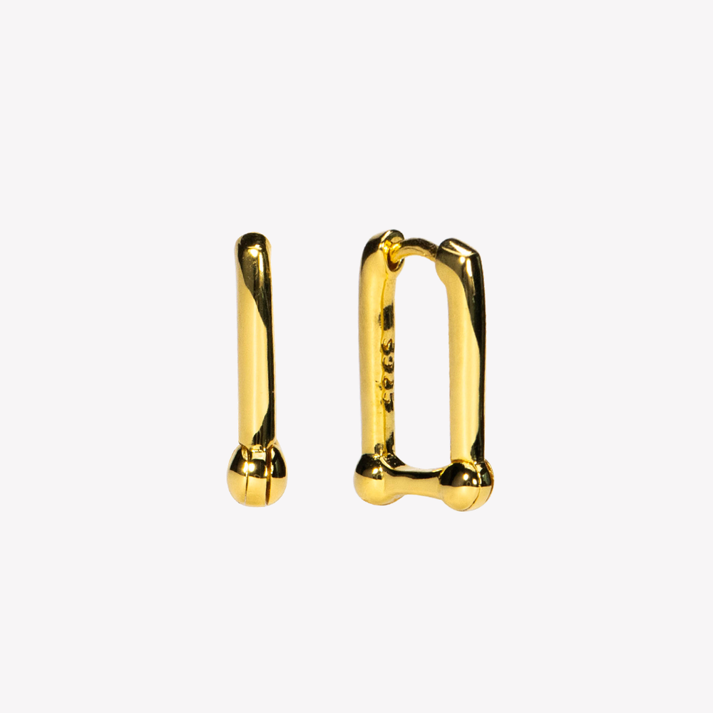 Yellow Gold U-Shaped Hoop Earrings