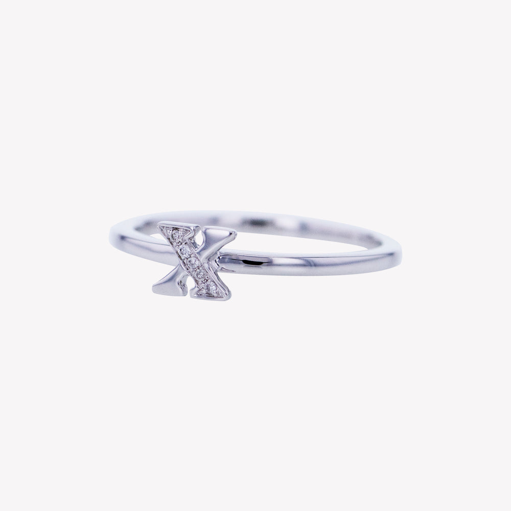 
                  
                    Letter X Diamond Ring in White Gold
                  
                