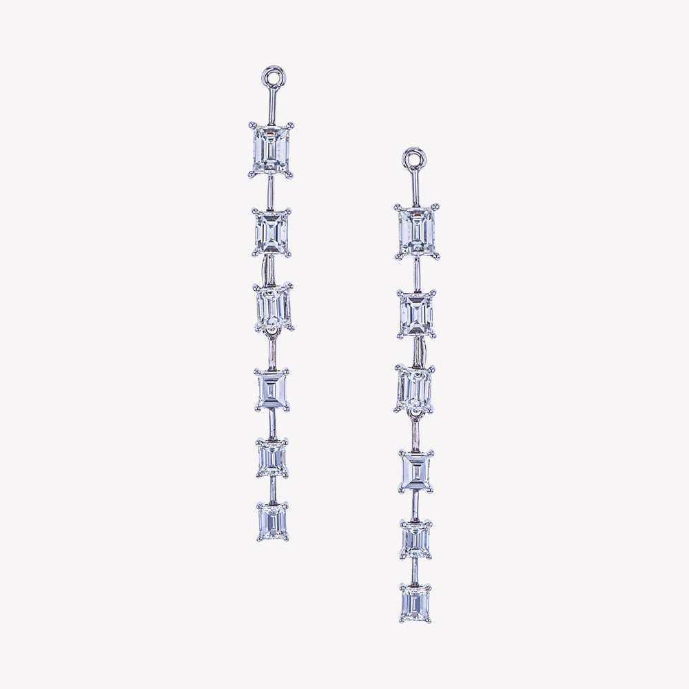 Baguette Drop I for White Gold Emerald Studs