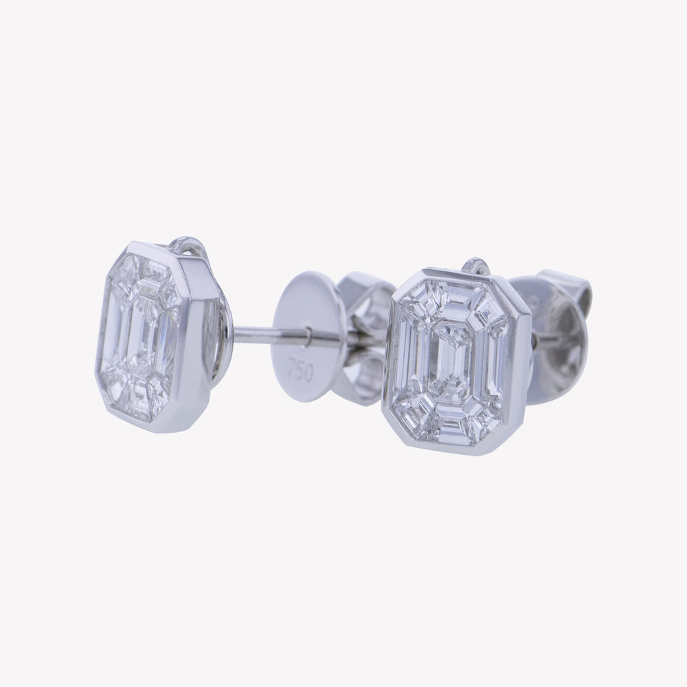 
                  
                    White Gold Emerald Studs with Baguette Drop I
                  
                