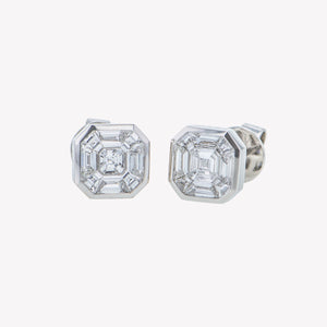 
                  
                    White Gold Asscher Studs Diamond Earrings
                  
                