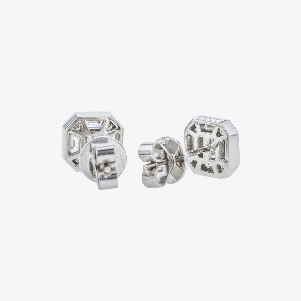 
                  
                    White Gold Asscher Studs with Barbwire Accessories
                  
                