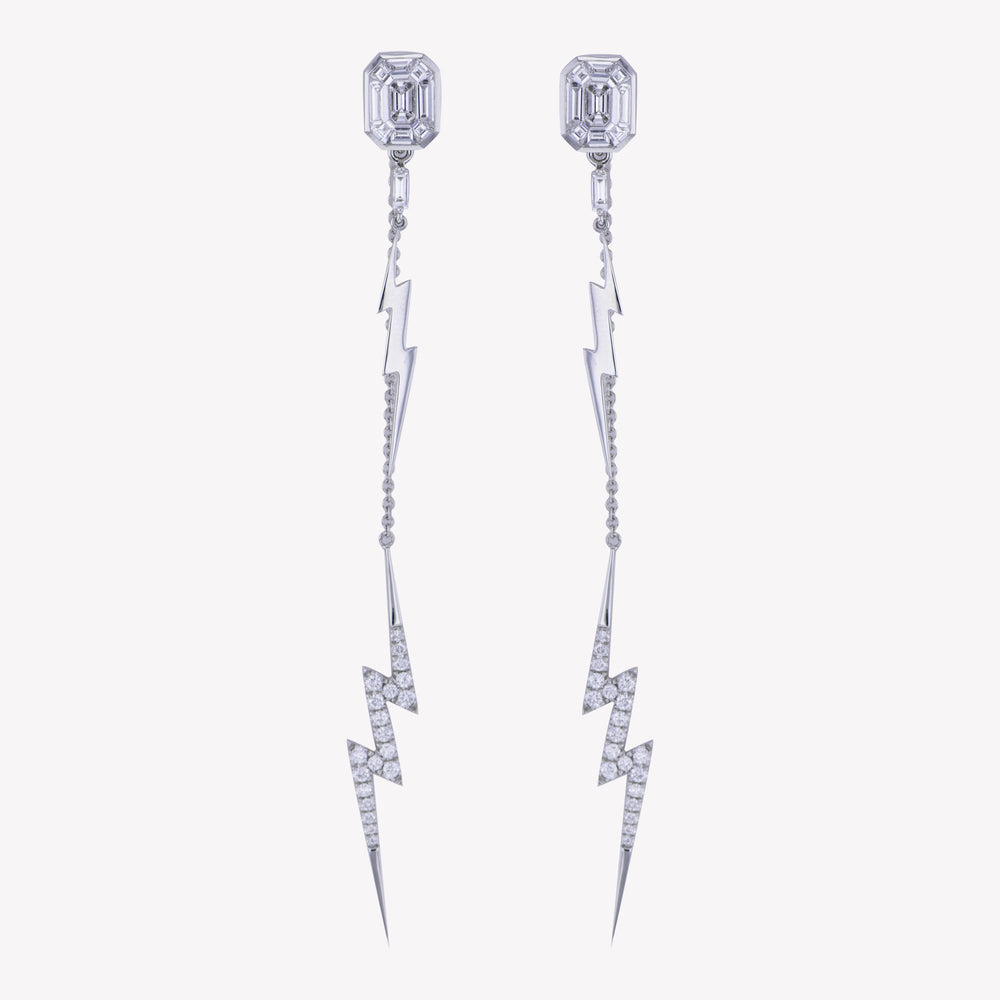 White Gold Emerald Studs with Bolt Accessories