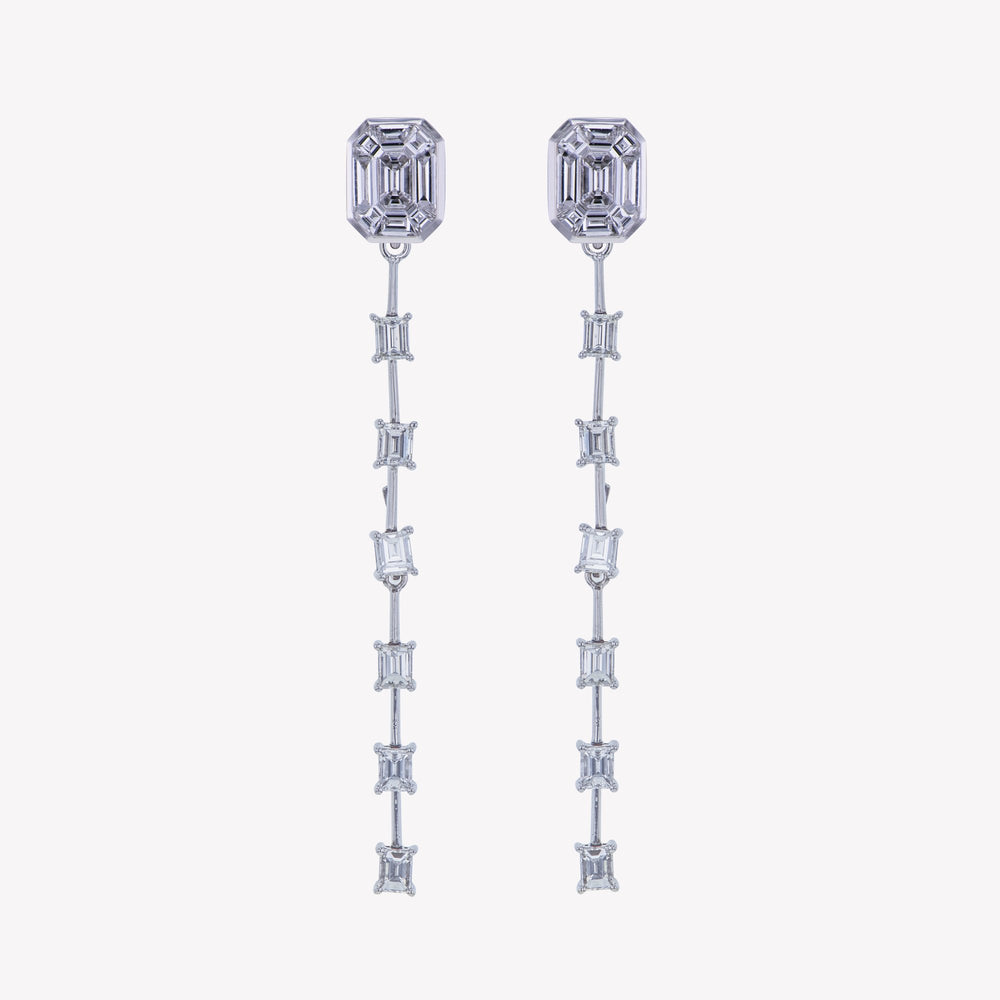 
                  
                    White Gold Emerald Studs with Baguette Drop III
                  
                