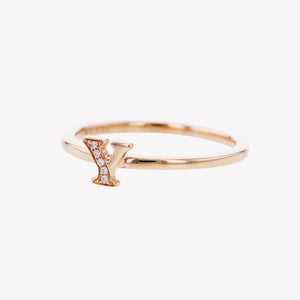 
                  
                    Letter Y Diamond Ring in Rose Gold
                  
                